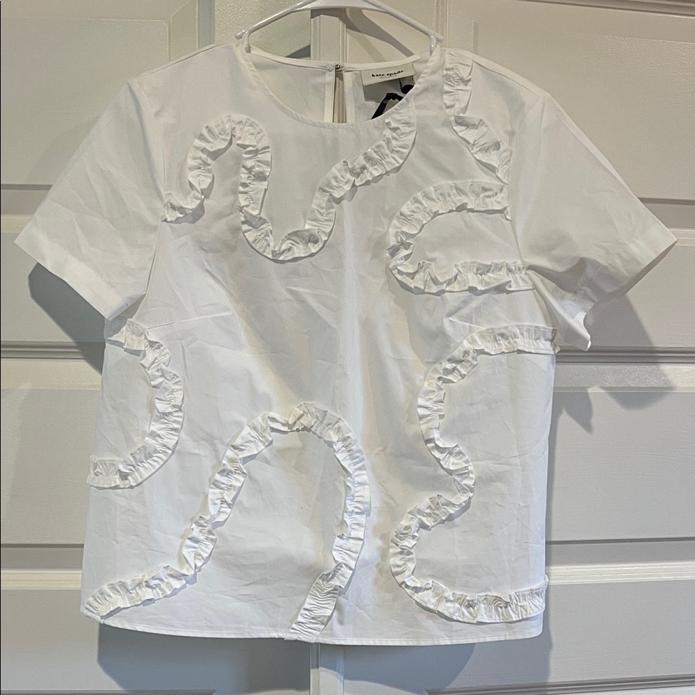 Kate Spade White Blouse with Ruffle Details